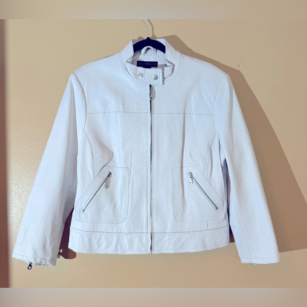 Women’s Authentic White Leather Jacket by Bandolino size XL